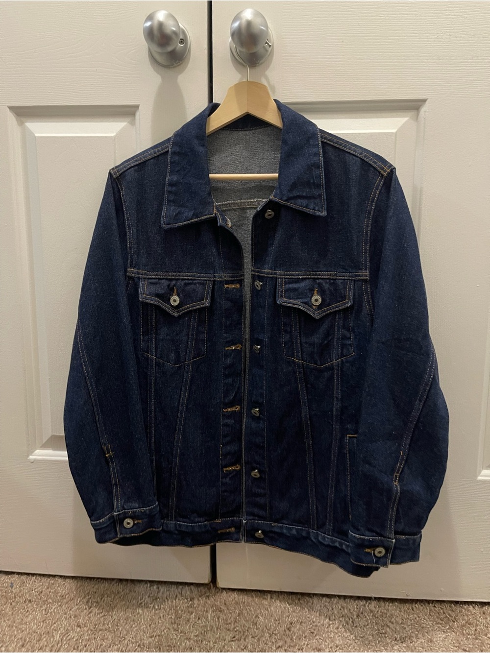 Classic Dark Blue Denim Jacket - Men